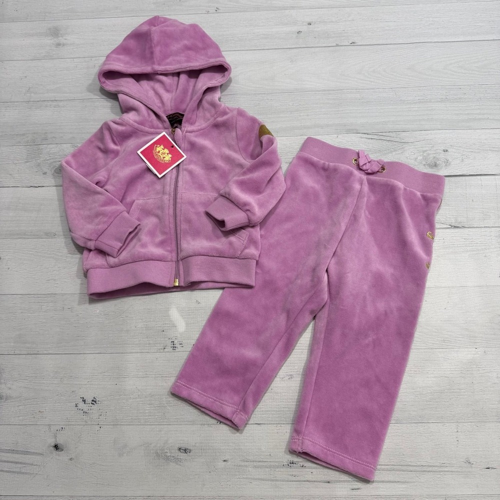 Juicy Couture baby girls glitter amethyst velour track suit‎ 6 months NEW